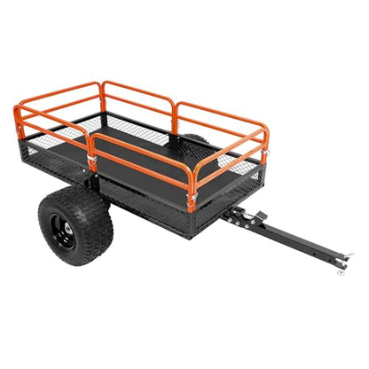 ALMULOO 2 Packages Heavy Duty ATV UTV Trailer Dump Cart 1500LBS Capacity Tow Behind Utility Cart with Removable Sides for Lawn Mower Tractor Garden