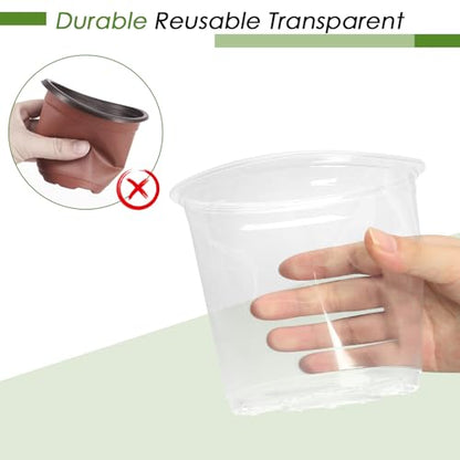 FUIJOL 4/5/6/7 Inch Clear Nursery Pots for Plants with Sacuers 60 Pack, Plastic Flower Pots with Drainage Holes, Variety Pack Seedlings Garden Pot for Indoor Outdoor (4+5+6+7 inch) - size: 4+5+6+7 inch (Pack of 3)