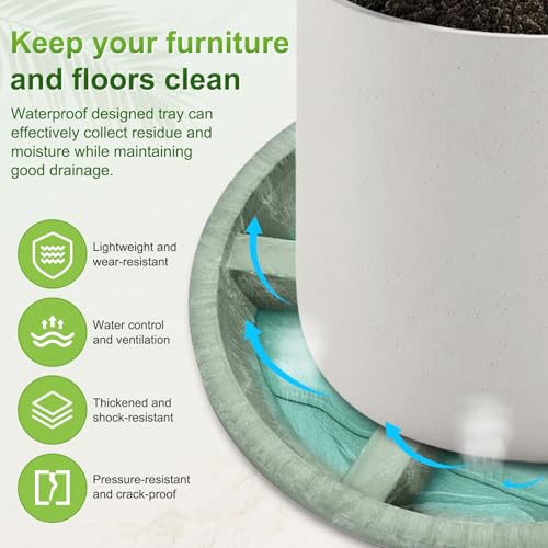 M METERXITY 2-Pack Plant Saucer, 10.04 Inch/25.5 cm Plastic Plant Trays Thicker for Pots/Indoor/Outdoor/Water Drainage and Protection, Flowerpot Drip Tray [Green Veins] - color: Green Veins