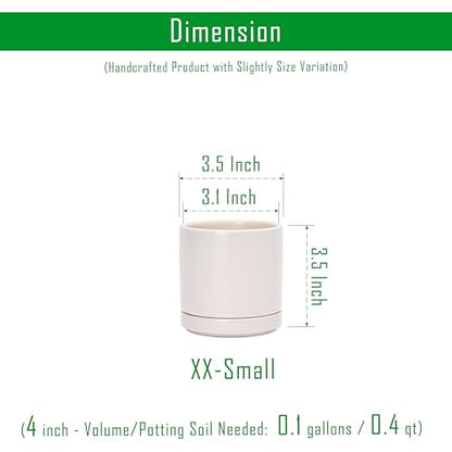 D'vine Dev 2-Pack Ceramic Pots with Saucers, Oatmeal, 3.5 in, 94-V-A-8 - color: Oatmeal, size: 3.5 Inch