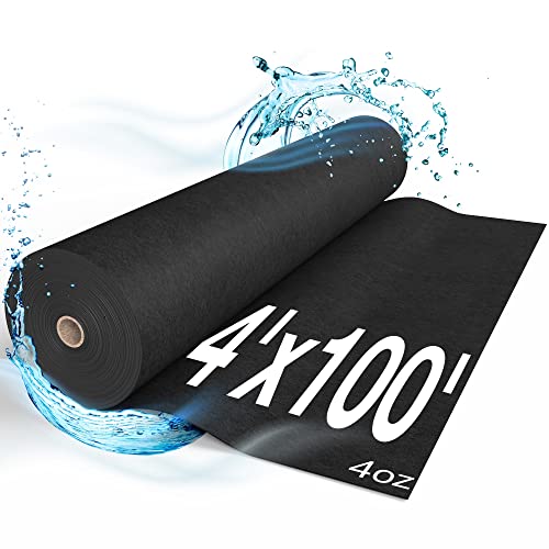 Non Woven Geotextile Fabric, 4ft x 100ft 4oz BE&ST for Landscape Projects, French Drains, Retaining Walls, Underlayment, Drainage, PROF Industrial Fabric, Tensile strength - 450 N; Load limit - 1500 N - size: 4'x100'