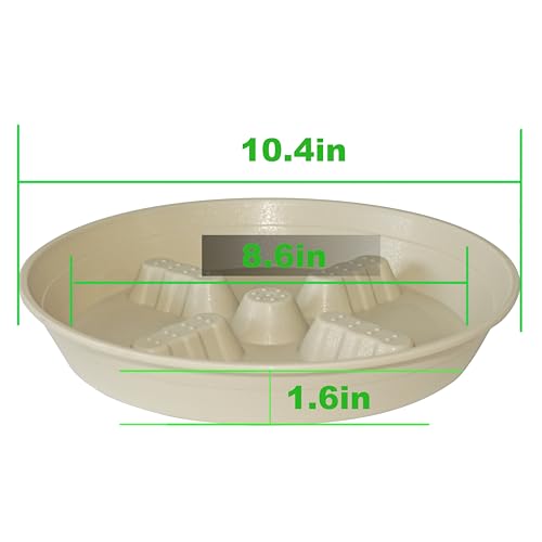 4 Pack Plant Saucer 10 inch, 8 12 14 17 inch, Plant Stand Plastic Plant Saucers for Indoors Outdoor, Heavy Duty Flower Plant Risers for Inside Pots, Pot Saucers for Plants, Grow Bags Saucers - color: Beige, size: 10"-4 Pack