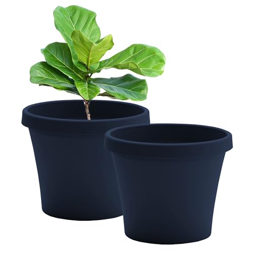 Bloem Terra 24" Plastic Planter, 16 Gallon, Navy, 2-Pack - color: Navy, size: 24" (Pack of 2)