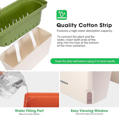 VIVOSUN Self-Watering Planters, 8-Pack 10.5 Inch Compact Rectangular Window Herb Planter Box with 10 PCS Plant Labels, Plant Container for Basil, Flowers, Succulents, Indoor & Outdoor - size: 4 (Pack of 2)