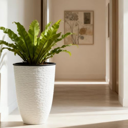 Worth 21" H White Tall Planters with Inside Pots, 2-Pack Large Plant Pots - color: White