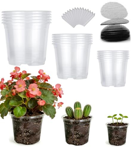 15-Pack Clear Nursery Pots with Drainage Holes (3/4/5 Inch) - color: Pots, size: 3/4/5"-15 sets