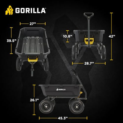 Gorilla Carts Dump Garden Cart, 7 Cu Ft,1200 lb Capacity, No-Flat Tires - size: 7-Cubic Feet