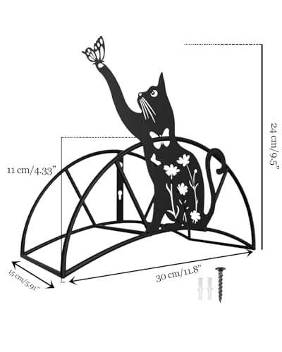 Cat Butterfly Garden Hose Holder Metal Wall Mount Heavy Duty Hanger125'5/8" - color: Funny Butterfly Cat