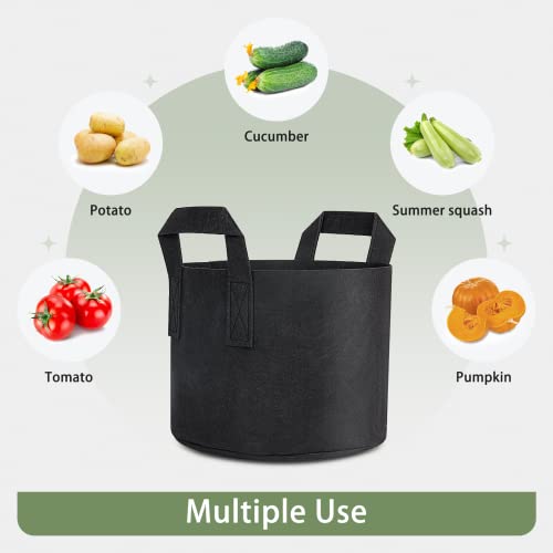 GreatBuddy Grow Bags 7 Gallon 6-Pack, Heavy Duty Fabric Grow Bags with Handles for Vegetables, Herbs, and Tomatoes, Fabric Pots & Planting Bags for Outdoor Home Gardening - size: 7 Gal