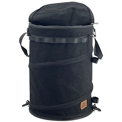 Sutekus Pop Up Storage Bin Collapsible Trash Can Recycle Container Reusable Utility Bag with Zippered Lid for Camping, Laundry, Garden (Black) - color: Black