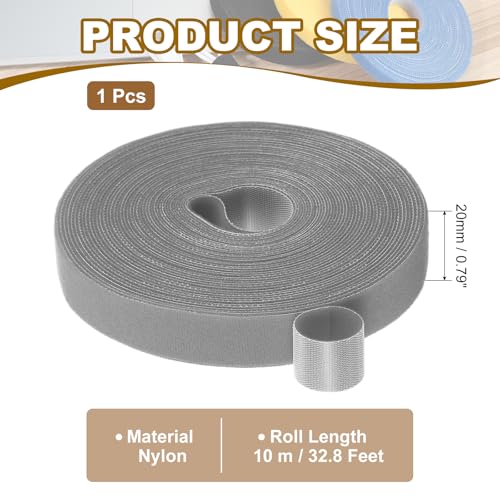 PATIKIL 0.8" x33FT Hook and Loop Tape Double-Sided Nylon Strips Gray - color: Gray, size: 0.8"x33FT