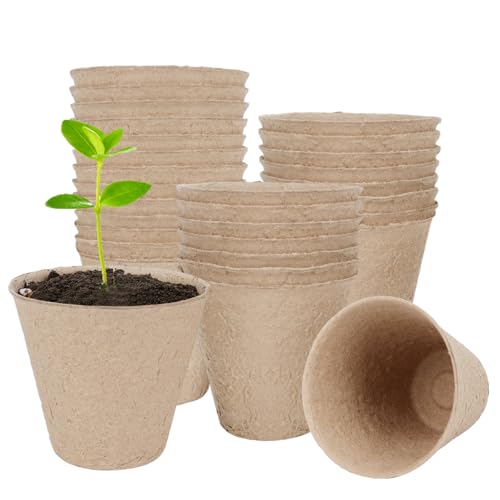 30 Pack Peat Pots, 3.1 Inch Seed Starting Pots, No Drainage Holes