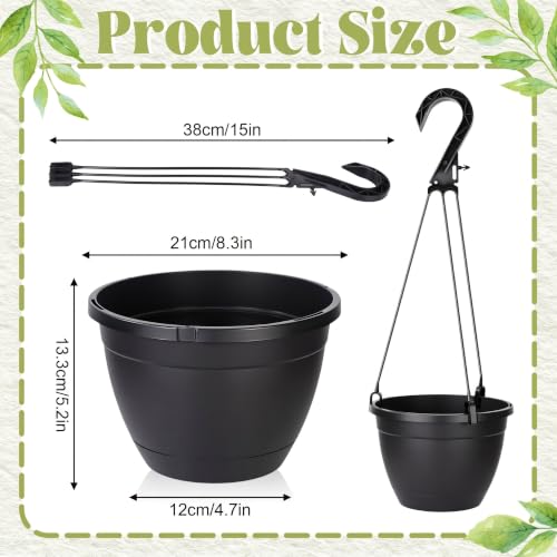 Roshtia 24 Pcs 8.3 Inch Plastic Hanging Pots for Plants Bulk with Hooks - color: Black, size: 8.3 Inch