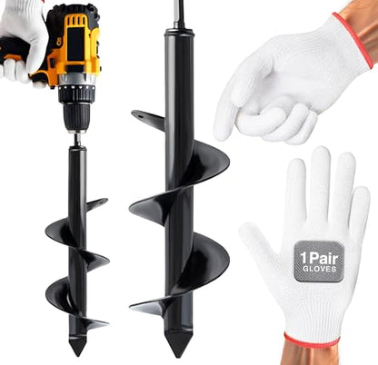 Auger Drill Bit for Planting 4" x 12" - 3/8 Inch Hex Drive Drill - size: 4 x 12 Inch