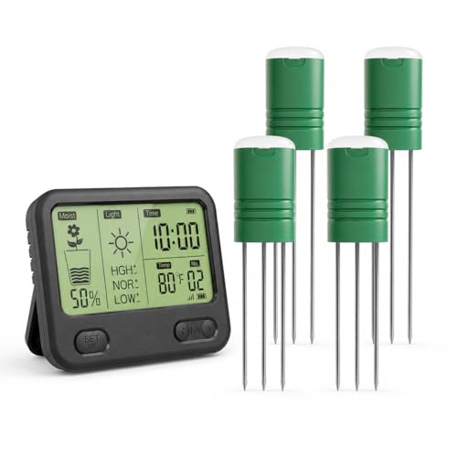 Wireless Soil Moisture Meter for Plants,4 Sensors Included,Supports 12 Zone - color: Display+4 Sensor