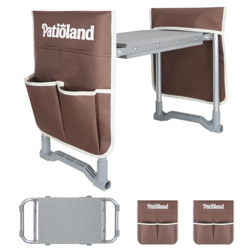 Foldable Garden Kneeler Seat, Portable Garden Stool Bench w/ 2 Tool Pouches - color: Gray-modle B