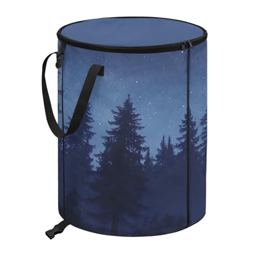 BIGCARJOB Forests Foldable Trash Can Outside Waste Basket Bin Water Resistant Garbage Bag Recycling Bin Trash Can with Lid and Clip(23 Gallons), 22.83x17.71 in - color: Forests