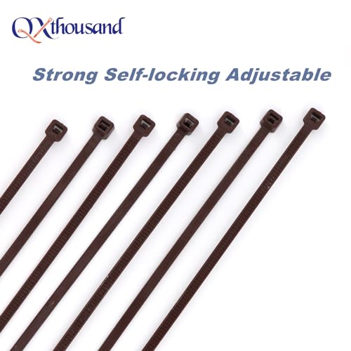 Dark Brown Cable Zip Tie Heavy Duty 8 Inch 100 Pack UV Resistant - size: 8"-brown-100 pcs