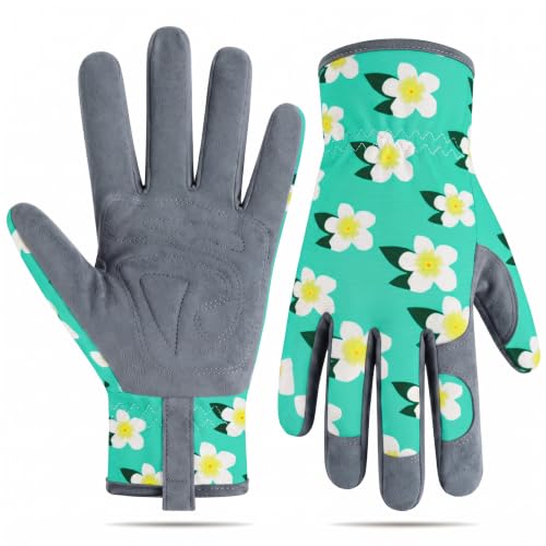 Baidast Gardening Gloves for Women, Breathable Leather Garden Gloves with Grip, Thorn Proof Work Gloves - color: Women(medium)-green+yellow