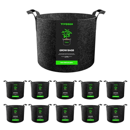 VIVOSUN 10-Pack 1 Gallon Plant Grow Bags Fabric Pots with Handles - size: 1 Gallon, style: 10-Pack