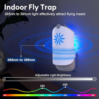 2 Flying Insect Trap for Indoors, Plug in Fly Trap Bug Catcher for Gnats Captures Fruit Flies, Mosquito and Gnats, Gnat Traps for House Indoor