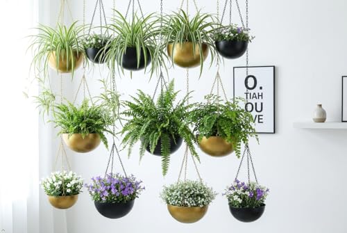 Black Metal Hanging Planters for Indoor Outdoor Plants, 7" Hanging Baskets - color: Black-7"