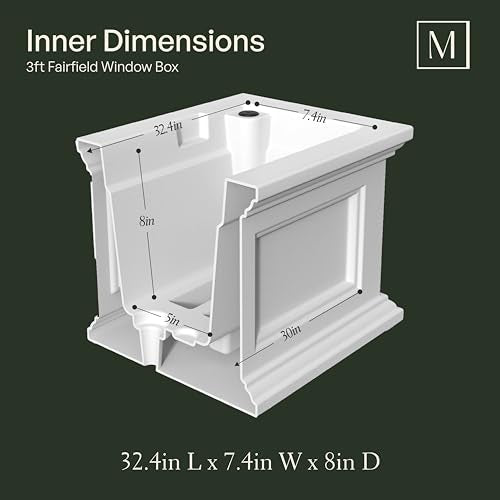 Mayne Fairfield 36in Self-Watering Rectangular Window Box Planter, White - color: White, size: 36in