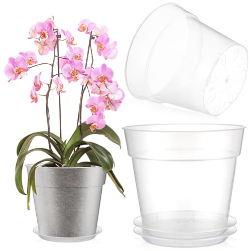 Baderke 3 Pack Clear Nursery Pot,8 Inches - size: 8 Inches