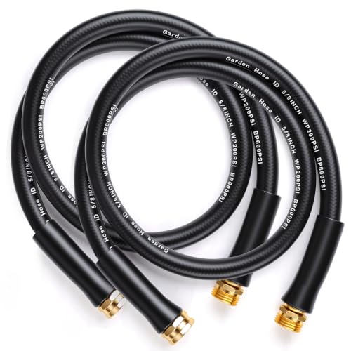 Short Garden Hose 2pcs, 5/8" x 4.2ft with Male to Female Fittings - size: 4.2ft Male Female - 2 packs