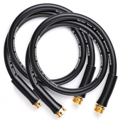 Short Garden Hose 2pcs, 5/8" x 4.2ft with Male to Female Fittings - size: 4.2ft Male Female - 2 packs