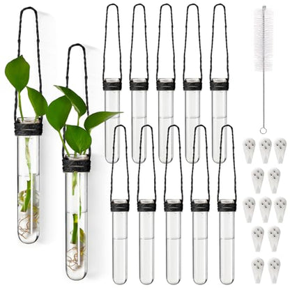 Baderke 12 Pack Plastic Hanging Propagation Station Tubes, Black - color: Black
