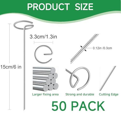 50 Pack G-Shaped Garden Stakes Heavy Duty Landscape Staple Weed Berrier Fabric Stake Ground Pins for Landscaping, Turf, Yard & Lawn(20cm/7.9Inch Height) - size: 4mm-20cm