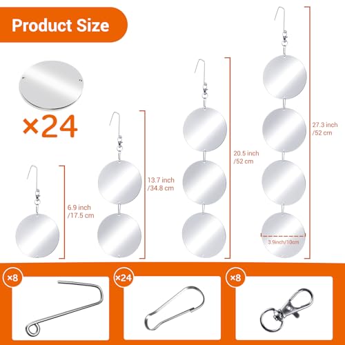 Reflective Bird Scare Discs Set, 24 PCS Large Double-Sided Bird Scare Device for Outside, Bird Reflectors to Keep Birds, Woodpeckers, Pigeons Away from House, Outdoor Garden, Patio and Yard - color: Off-White