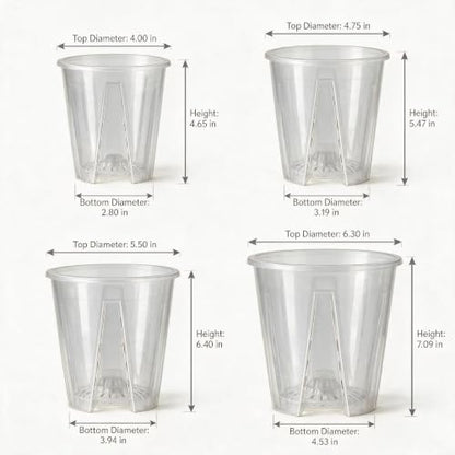 Clear Orchid Pots, 4/4.75/5.5/6.3inch-3pack Each - size: 4/4.75/5.5/6.3inch-3pack each