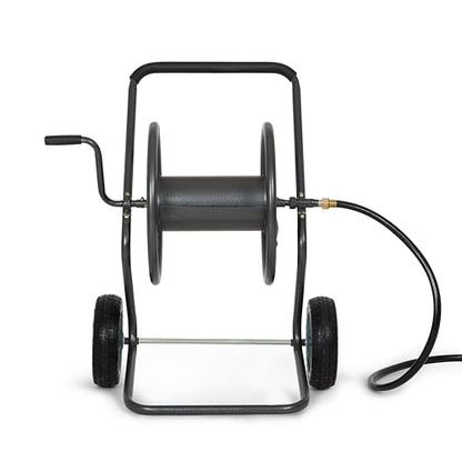 Backyard Expressions 2‑Wheel Garden Hose Reel Cart, Portable Hand‑Crank Hose Reel, Rust‑Resistant Hammertone Gray Finish, Brass Connectors - style: 2026 2 Wheel