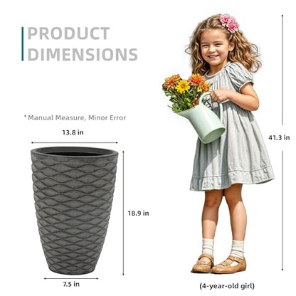 2-Pack 19" Rustic Black Resin Tall Planters with Wave Texture - color: 19"h-rustic Black Wavy