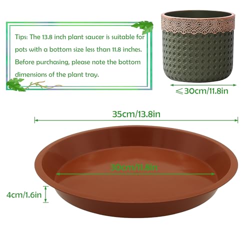 4 Pack 14 Inch Round Plant Saucers for Less 12 Inch Pot Indoors Outdoors Plant Trays for Pots Planter Saucer Plastic Drip Tray Not-Clay (Terracotta, 13.8"(4pcs)) - color: Terracotta, size: 13.8"(4pcs)