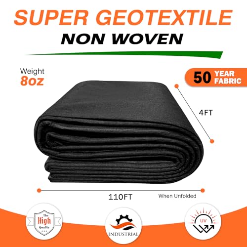 8oz 4FTx110FT Non Woven Geotextile Fabric for Drains Landscaping - size: 4' × 110'