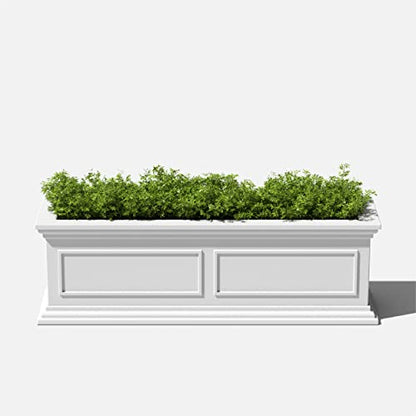 Veradek Brixton Series Window Box Planter - Rectangular Outdoor Planter - color: White, size: 11"H x 11"W x 36"L