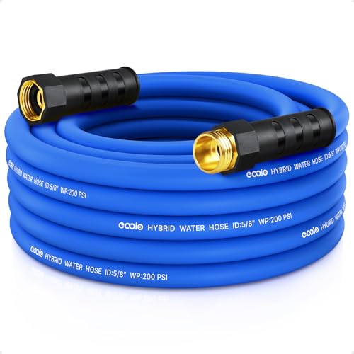 Heavy Duty Garden Hose 25 ft, Non-Expanding Flexible Water Hose, Kink Resistant Lightweight Hybrid Hose, Leakproof Hose Male to Female Fittings - color: Blue, size: 25ft