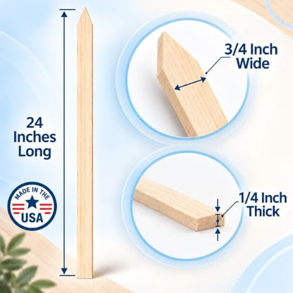 40 Pack Wooden Garden Stakes, 24" Long x 3/4" Wide, Made in USA Pine Plant Markers, Chisel Point Yard Stakes for Gardening, Landscaping, Survey Marking, Signs & Crafts - size: 24" Long (40 Pack)