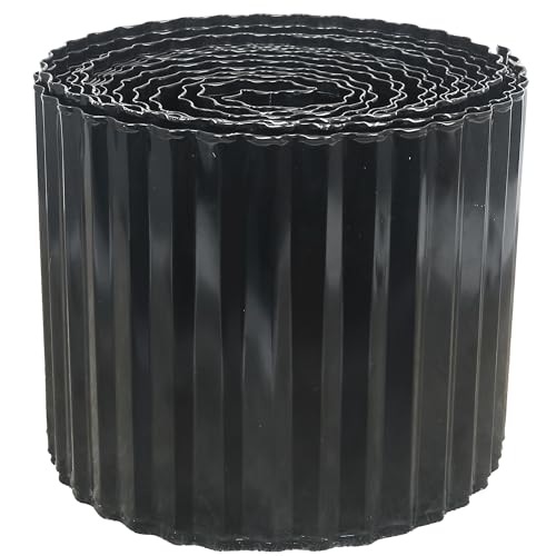 Quibbay Corrugated Metal Garden Edging, 8"×50Ft Landscape Edging Border for DIY Lawn, Flower Bed and Garden Fence, Metal Garden Edging for Landscaping, Yard and Tree Surrounds Borders, Black - color: Black, size: 8 Inch × 50FT