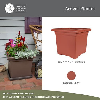 The HC Companies Accent Square Plant Pot, 12.5 Inch, Clay, 2-Pack - color: Clay, size: 12.5" (Pack of 2)