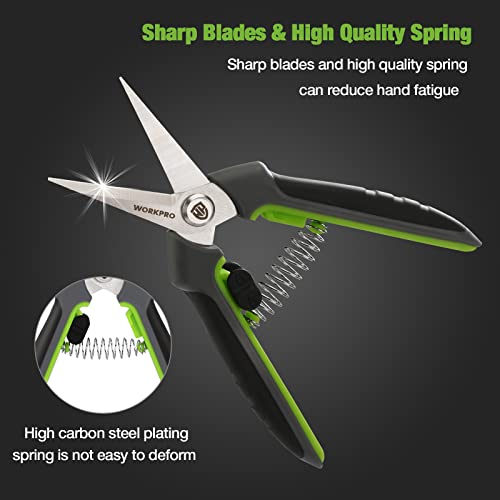 WORKPRO 2 Pack Garden Pruning Shears, 6.5" Small Hand Pruners with Sheath