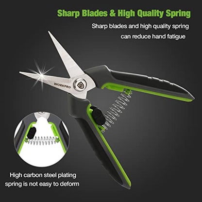 WORKPRO 2 Pack Garden Pruning Shears, 6.5" Small Hand Pruners with Sheath
