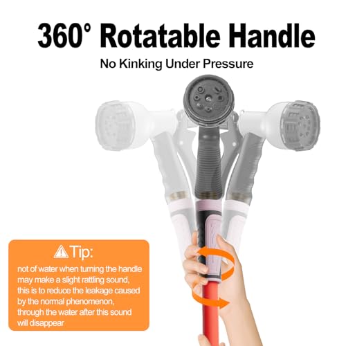 SPECILITE Garden Water Hose 25 ft x 5/8" with 360° Rotating Grip, Kink-less - size: 25 FT