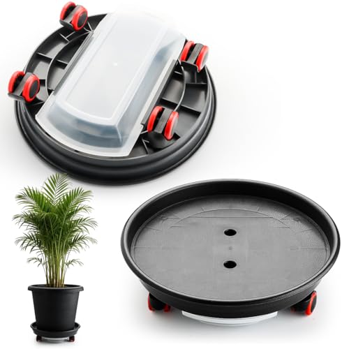 RooTrimmer 13 Inch Plant Stand Rolling Tray Plant Caddy with Wheels and Removable Drainage Holes and Drip Tray Plant Dolly for Heavy Duty Large Plants Rollers (2 Pack) - size: 13.4 In