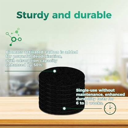 7.3 Inch Round Activated Carbon Compost Bin Filters - size: 7.3''x7.3''x0.4''
