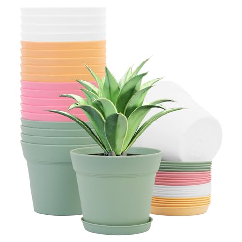 GARDIFE 20 Pack 6 inch Plant pots, planters for Indoor Plants, Flower pots, Color - color: 6-color, size: 6 inch