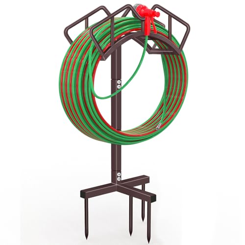 Qatsrin Heavy Duty Garden Hose Holder, Water Hose Reel Holds 150ft, Bronze - color: Bronze